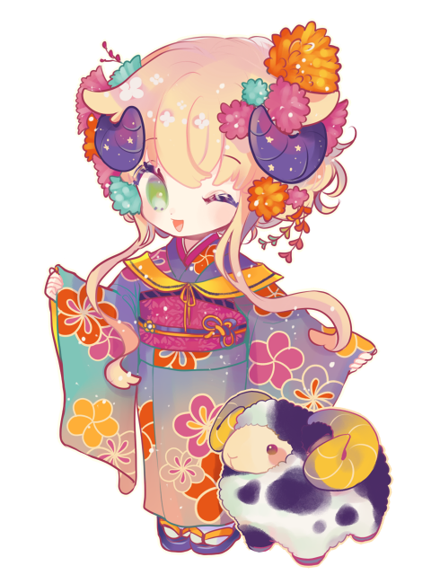 アルパカ謹賀新年キャラクターイラスト（ミニ）2021